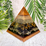 ETHAN - Orgonite Pyramid - EMF Protector - Tiger's Eye, Garnet and Brass Metals