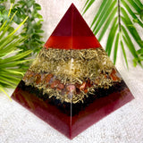ARIES - Astrology Edition - Orgonite Pyramid - EMF Protector - Citrine, Carnelian, Garnet and Brass Metals