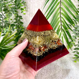 ARIES - Astrology Edition - Orgonite Pyramid - EMF Protector - Citrine, Carnelian, Garnet and Brass Metals
