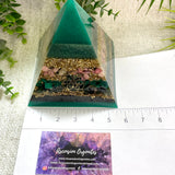 TAURUS - Astrology Edition - Orgonite Pyramid - EMF Protector - Rhodonite, Malachite, Green Jade and Brass Metals
