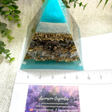 PISCES - Astrology Edition - Orgonite Pyramid - EMF Protector - Labradorite, Aquamarine, Smithsonite and Brass Metals