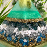 GEMINI - Astrology Edition - Orgonite Pyramid - EMF Protector - Serpentine, Moss Agate, Howlite, Blue Apatite, Brass and Aluminum Metals