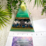 GEMINI - Astrology Edition - Orgonite Pyramid - EMF Protector - Serpentine, Moss Agate, Howlite, Blue Apatite, Brass and Aluminum Metals