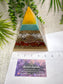 CANCER - Astrology Edition - Orgonite Pyramid - EMF Protector - Moonstone, Rose Quartz, Rhodonite, Red Jasper and Brass Metals