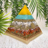 CANCER - Astrology Edition - Orgonite Pyramid - EMF Protector - Moonstone, Rose Quartz, Rhodonite, Red Jasper and Brass Metals