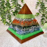 VIRGO - Astrology Edition - Orgonite Pyramid - EMF Protector - Red Jasper, Green Jade, Blue Kyanite, Brass and Aluminum Metals