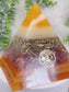 LYDIA- Orgonite Pyramid - EMF Protector - Carnelian Crystal & Brass Metal