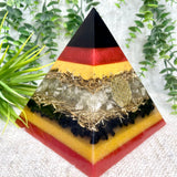 SKYLER - Sky Universal Virtual Learning Center Official Pyramid - EMF Protector - Citrine Crystals, Black Tourmaline and Brass Metals